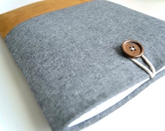 11" Laptop Sleeve 13" Lap top Sleeve, 12"-14" Computer Sleeve, MacBook Cover, Vegan PC Case, Any Size - Gray Linen