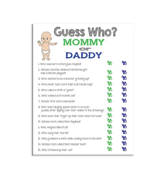 Baby Shower Game Guess Who Printable