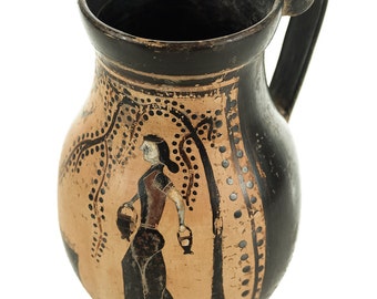 Ancient Greece Pottery Vase w/Black Figure -Possibly 5th Century B.C.