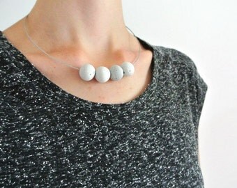 Minimalist Concrete Necklace Beaded Choker Necklace Gray Minimalist Delicate Choker Beton jewelry Gift for Architect Mother's day gift