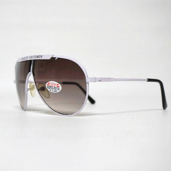 Vintage Harley Davidson Style White Aviator Sunglasses Unisex