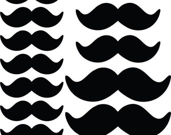 Multi-size Black Mustache Print and Cut, Mustache Prop, Little Man Cutouts, Printable Mustache
