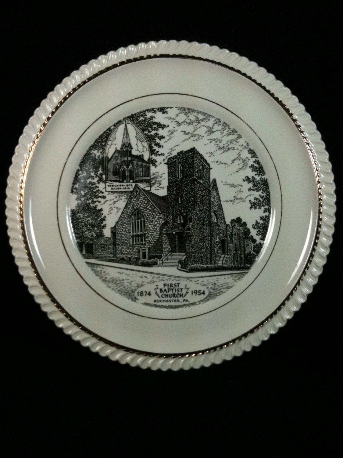 Vintage Church Commemorative Plate First Baptist Church