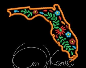 MACHINE EMBROIDERY DESIGN - Florida state embroidery design, Mexican design, Calavera, Dia de los muertos, Day of the dead