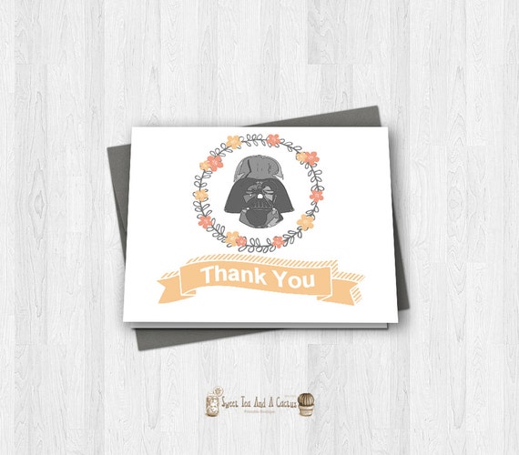 Star Wars Thank You Card Darth Vader Printable Greeting Cards