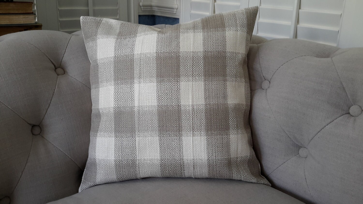 Buffalo check pillow gray and white check pillow by JUSTPILLOWTALK
