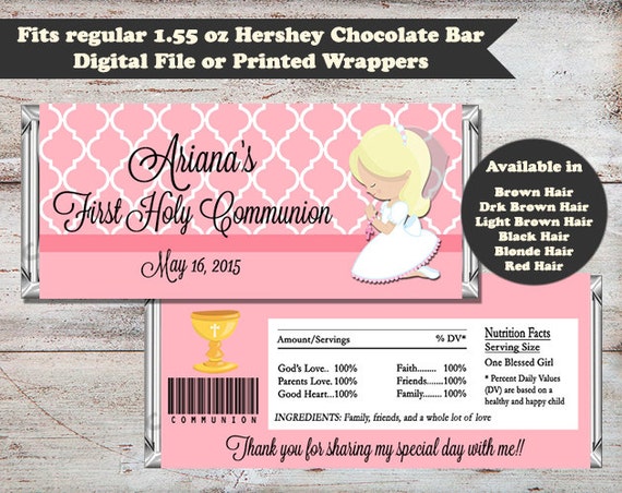 free first communion candy bar wrapper template