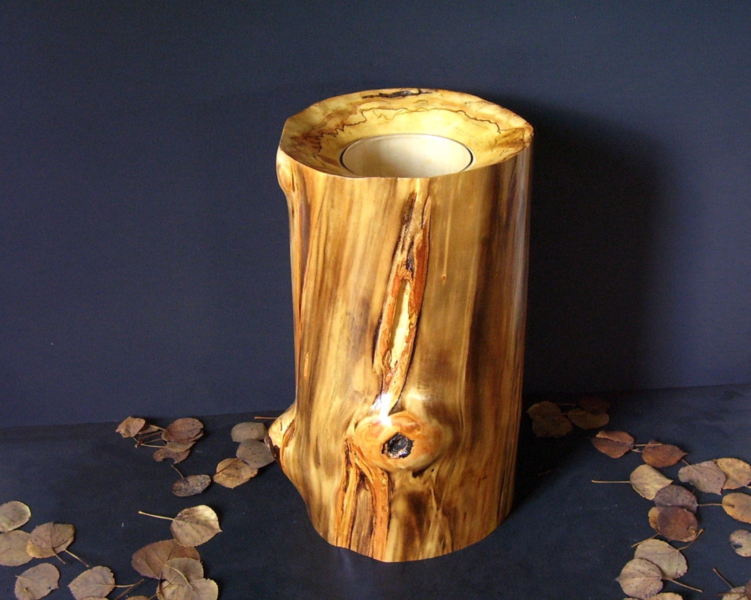 Aspen Wood Vase & Glass Insert Made in Colorado