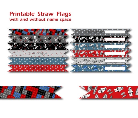 Printable Straw Flags for Lego Star Wars Party by PrtSkinDigital