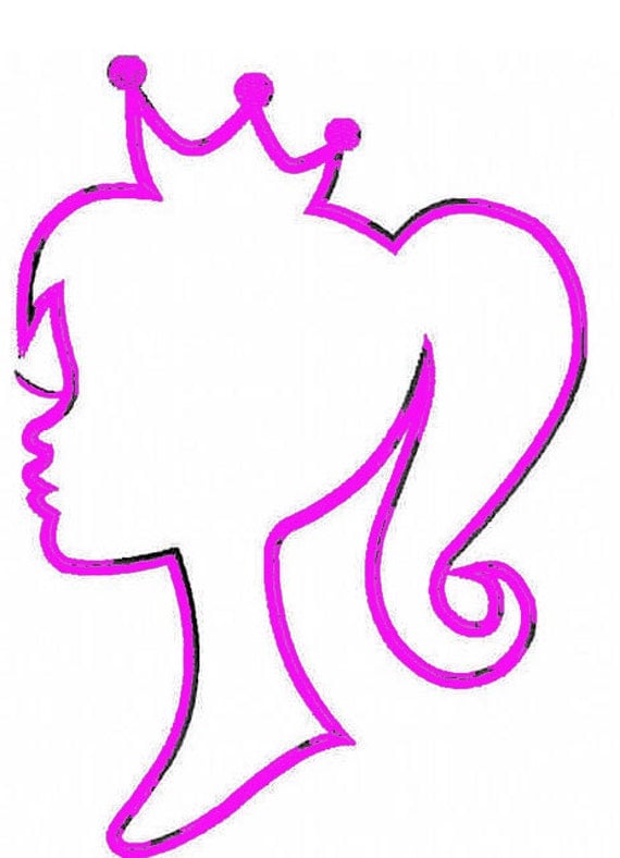 Princess Girl with Crown Outline SVG Cut File