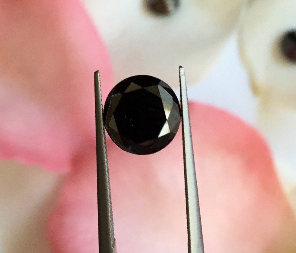 Black diamond stone Loose black diamond stone Round by BridalRings