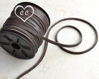 Chocolate Brown / 3mm Deertan Flat Leather Cord / leather by the yard / genuine leather / necklace cord / bracelet cord