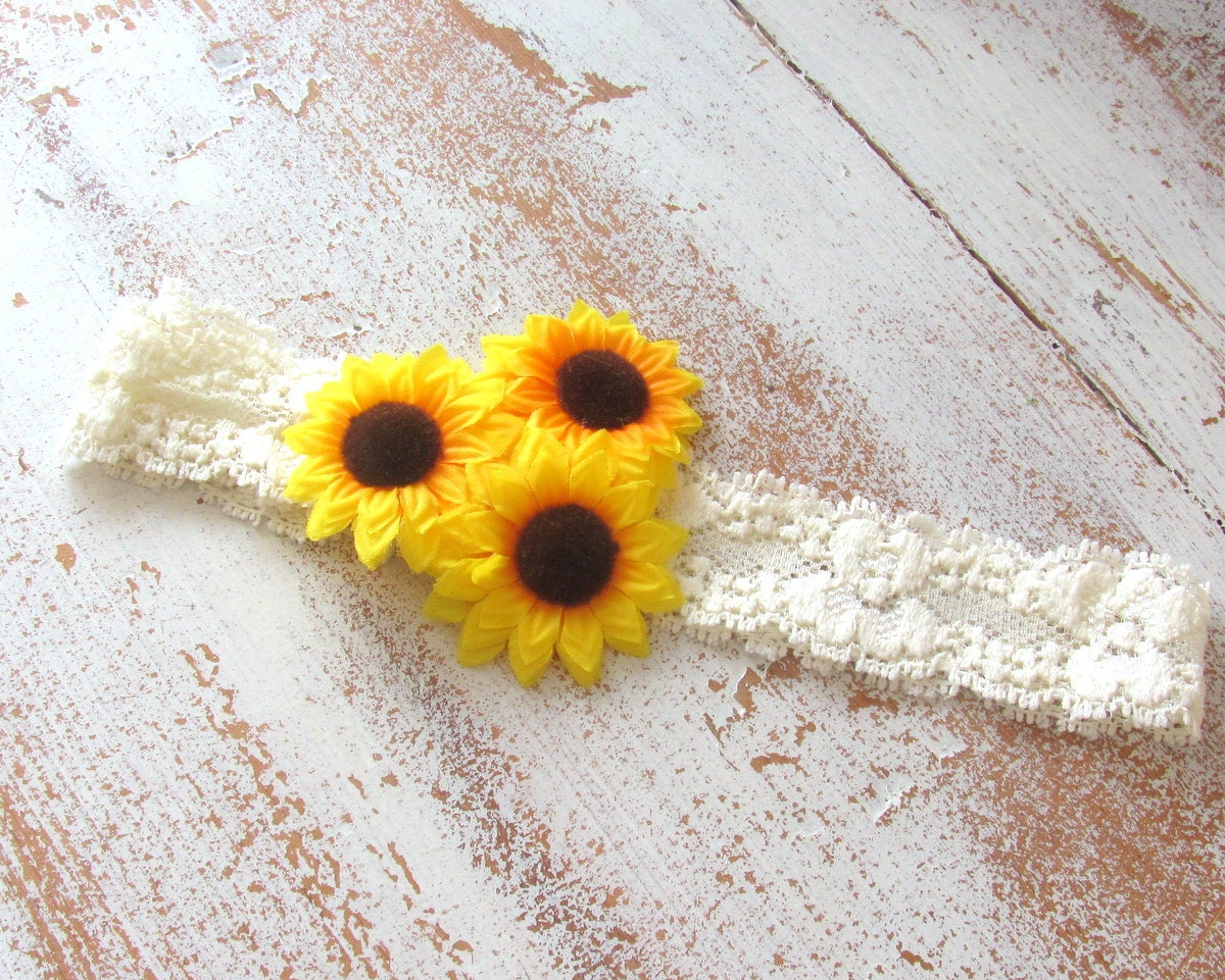sunflower newborn headband