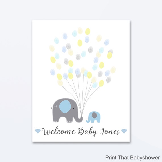 Baby Shower Fingerprint Guest Book Elephant Il 570xn