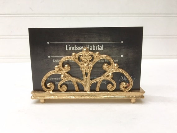 Business Card Holder Gold Business Card By TheShabbyStore