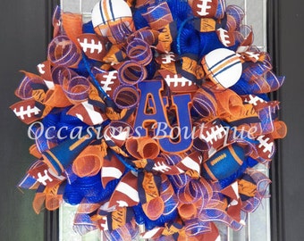 Auburn Tigers Football Wreath, Auburn Wreath, Football Wreath, Door Hanger, Front Door Hanger, Football Party
