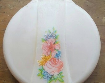 Vintage Avon Pressed Powder Pink Pearl Case, Vintage Compact, Avon Compact, Flower Compact, Vintage Make Up, Powder Compact