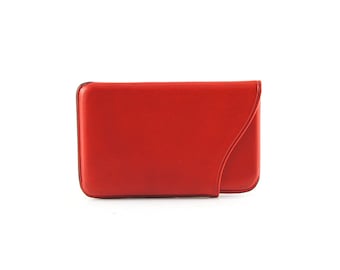 Red leather card holder