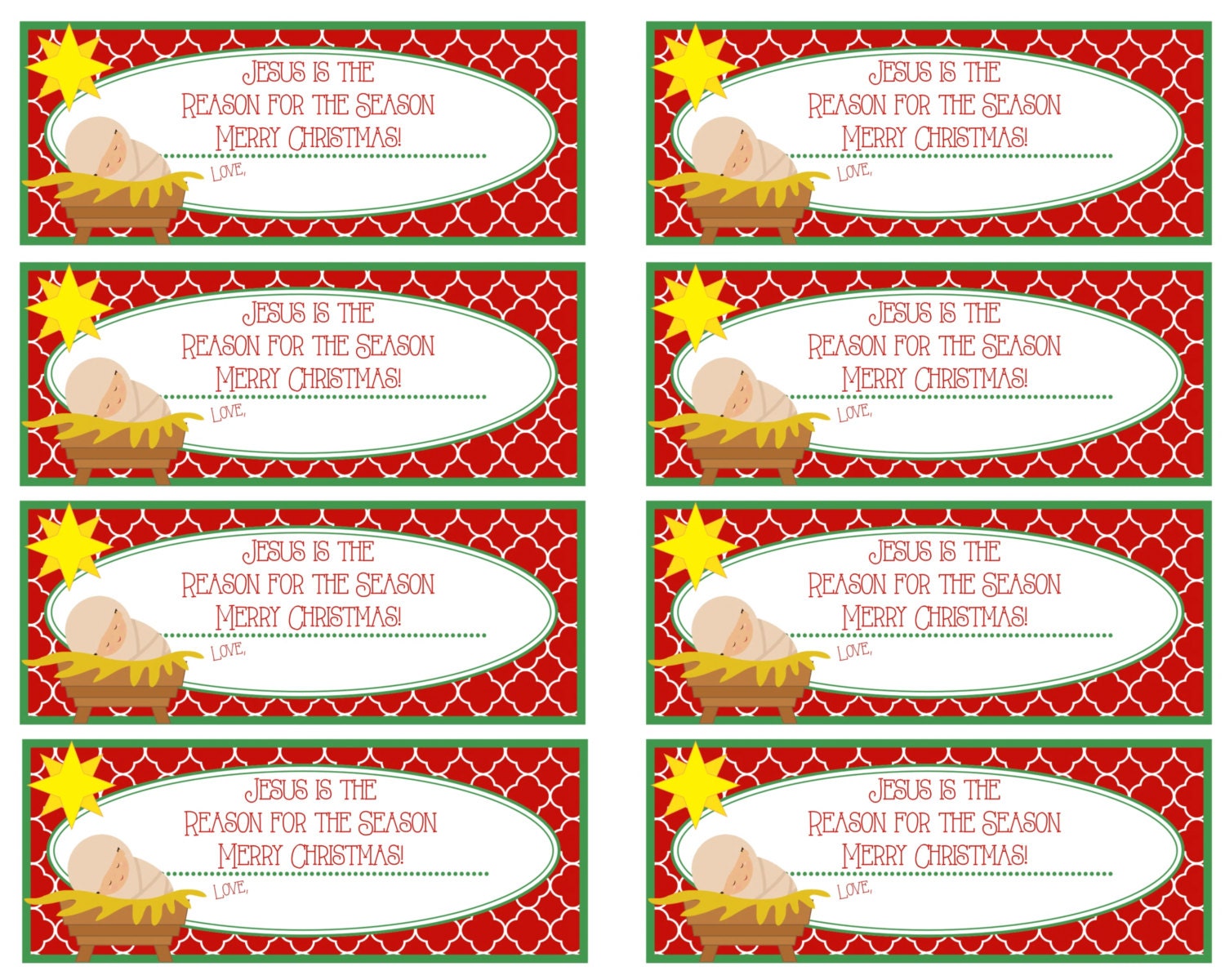 Printable Jesus is the Reason for the Season Gift Tags Merry