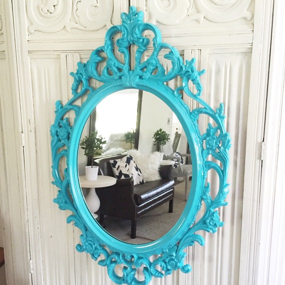 shabby chic oval mirror aqua blue mirror nursery mirror shabby chic oval mirror aqua blue mirror nursery mirror