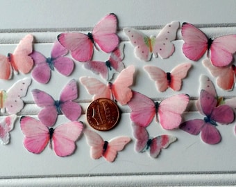 24 MINI Pastel Pink Edible Wafer Butterflies