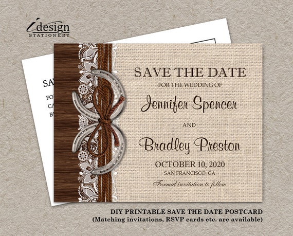 Rustic Country Western Save The Date Postcard Printable