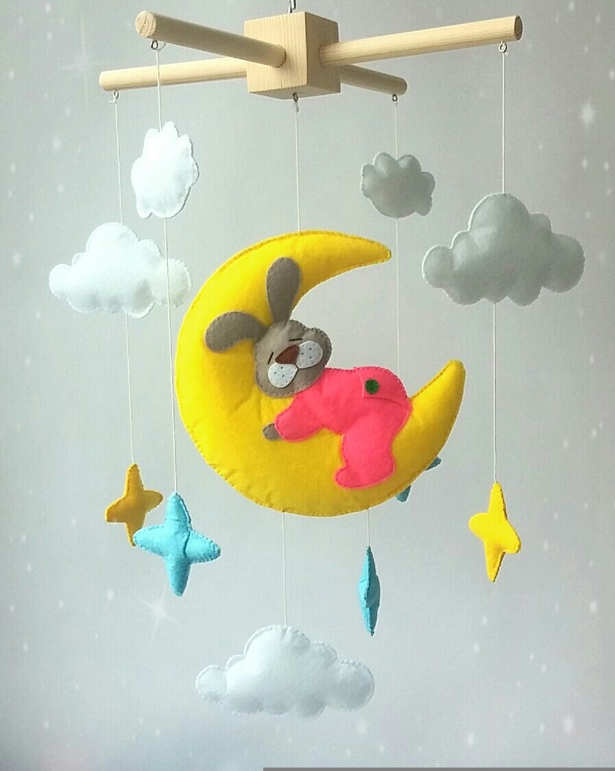 baby girl mobile pink nursery mobile crib mobile bunny mobile