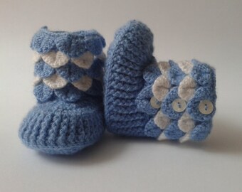 Crocodile Stitch Baby Booties 6-9 months/ Crochet Baby boots Crocodile Stitch