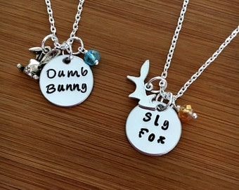 Friendship necklace-Zootopia inspired friendsip necklace-Sly Fox-Dumb Bunny-Sly Bunny- Dumb Fox-best friend jewelry-BFF