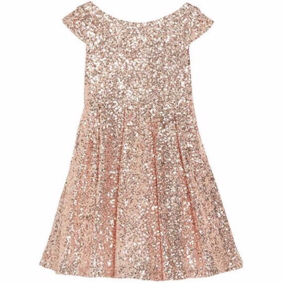 Custom full length junior rose gold sequin dress for