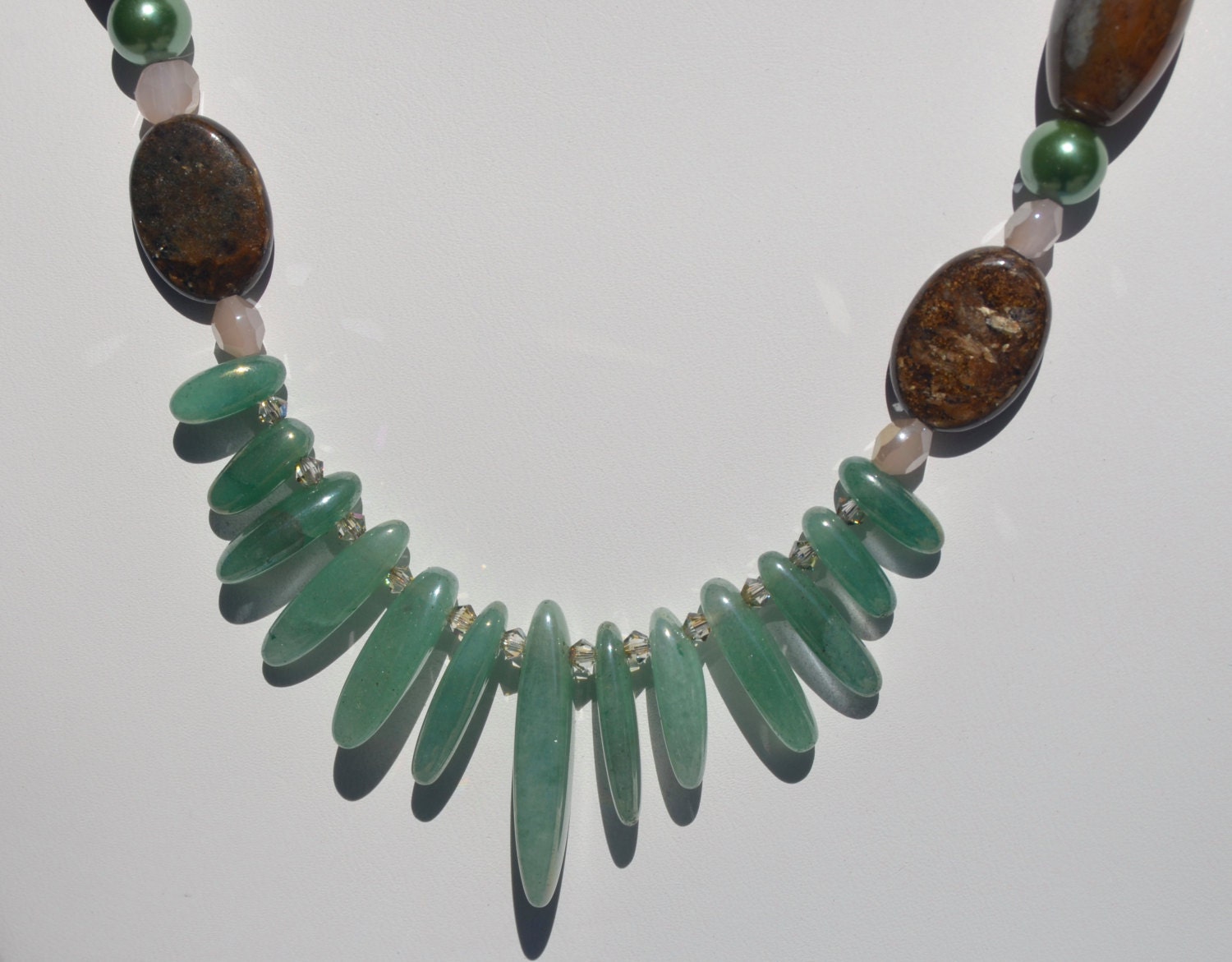 18 Green Jade Drop Necklace