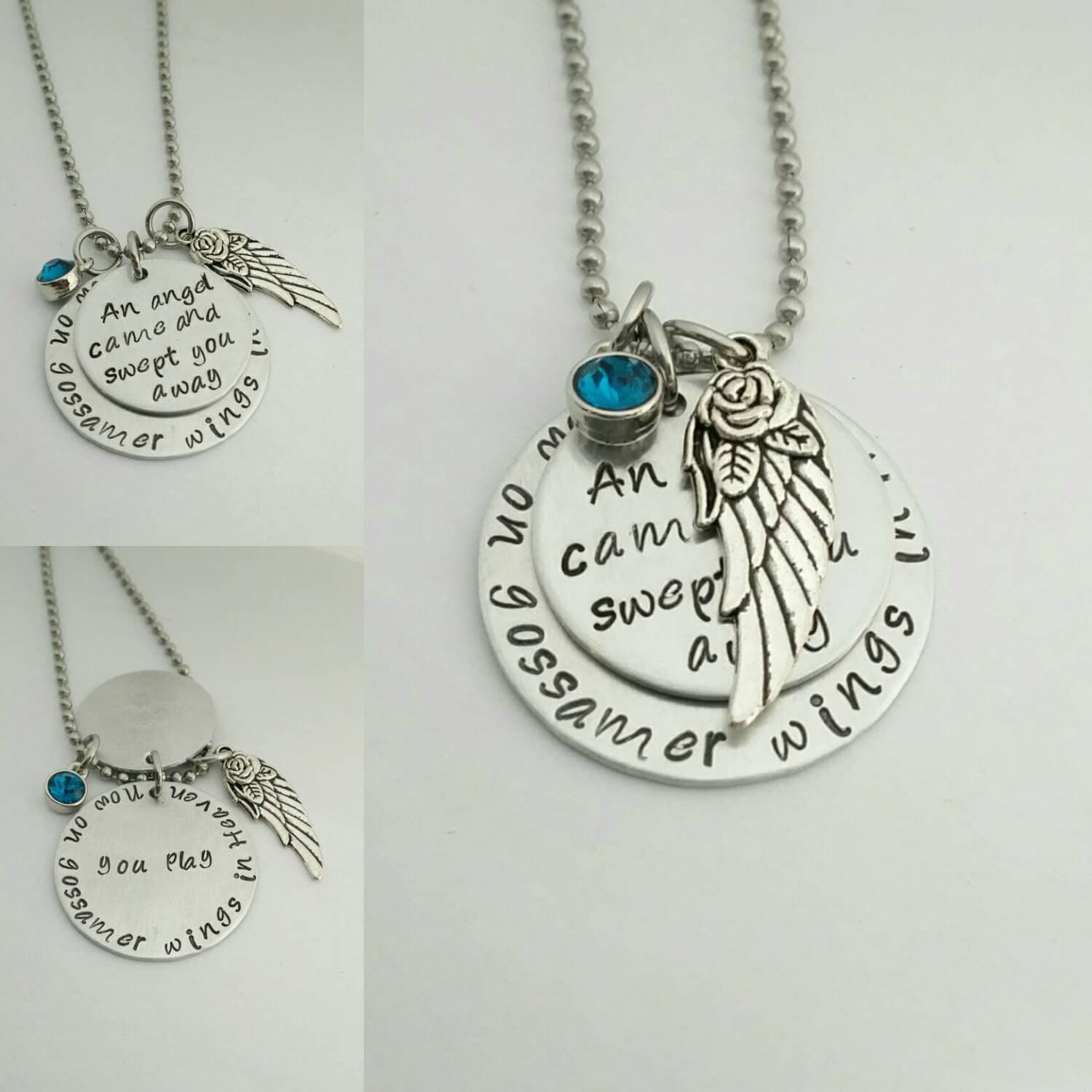 Personalized memorial necklace angel in heaven necklace