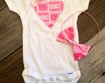 USC baby girl onesie and headband set