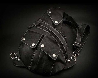 Leather Backpack Black K05D49