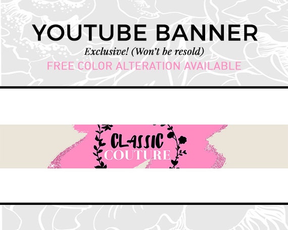Pink Logo Pink Youtube Banner Social Media by GlamGraphixDesign