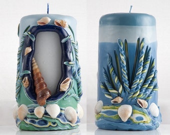 Bathroom accessories - Bathroom candle - Carved Candle - Pillar Candle