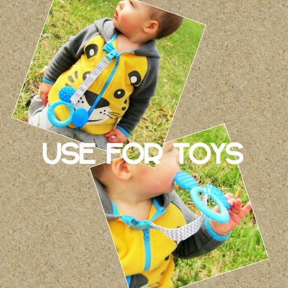 Plastic pacifier clip Gray chevron with colorful clipRTS