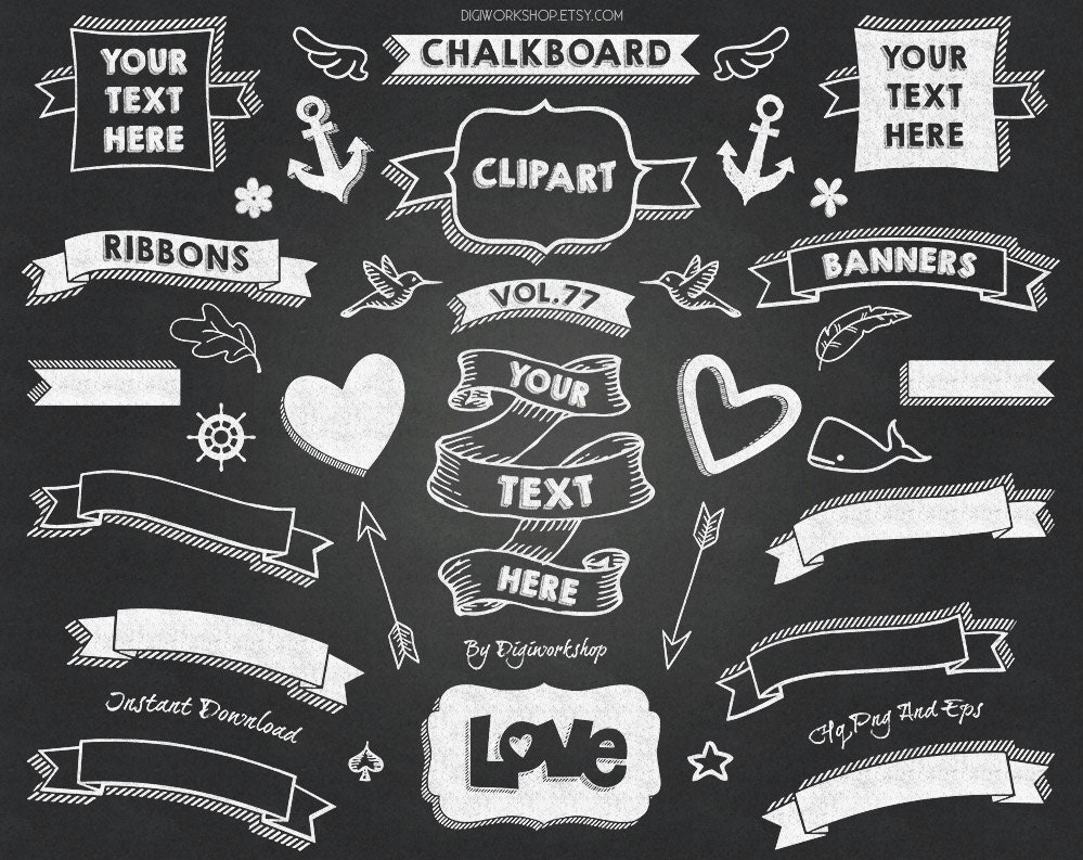 Chalkboard Clip Art CHALKBOARD BANNERS II pack