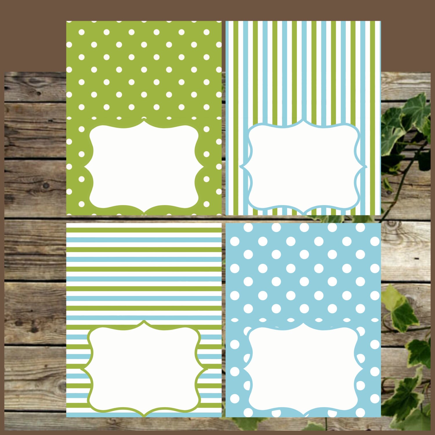 Printable Food Tents Blue and Green Food Labels Instant