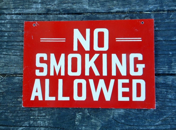 Vintage Metal No Smoking Allowed Warning Sign Industrial