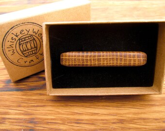 Irish Whiskey Barrel Wooden Tie Clip- Standard/skinny. Groom,groomsmen,5 year anniversary, birthday gift.