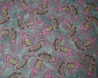 Ballet Slippers Cotton Fabric Sold by the Yard