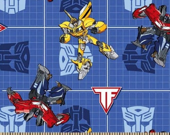 Transformer Patch Cotton Fabric on Blue