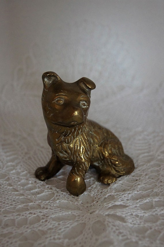 Vintage Brass Dog Figurine.