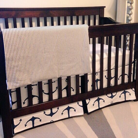 Anchor Crib Skirts Nautical baby bedding Nautical by BabyEtiquette