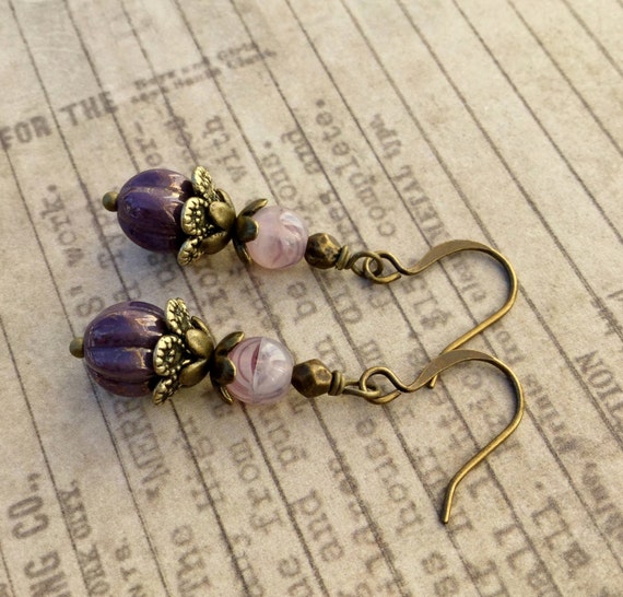 Victorian Earrings Purple earrings Amethyst by SmockandStone
