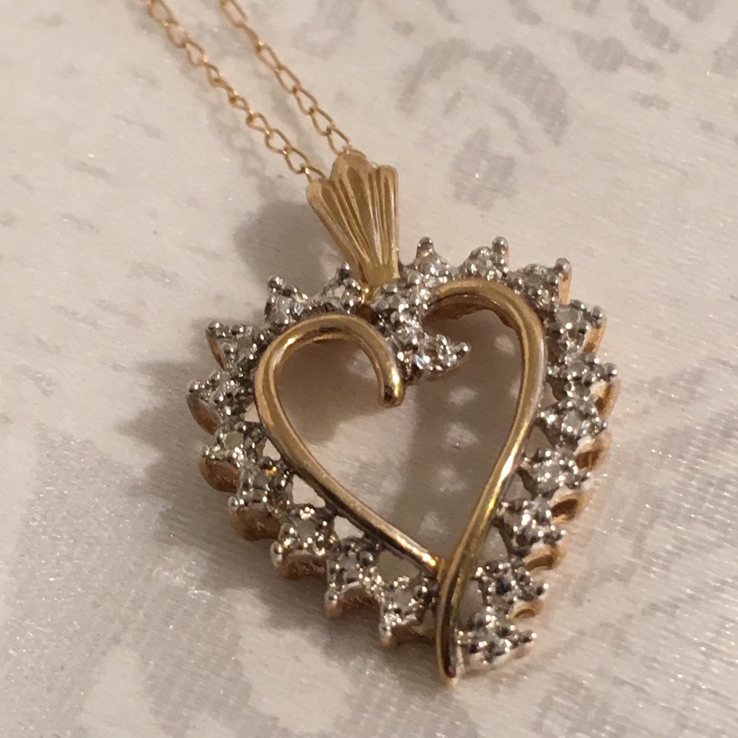 10K Solid Yellow Gold Heart Charm Pendant Necklace by JewelryGeeks