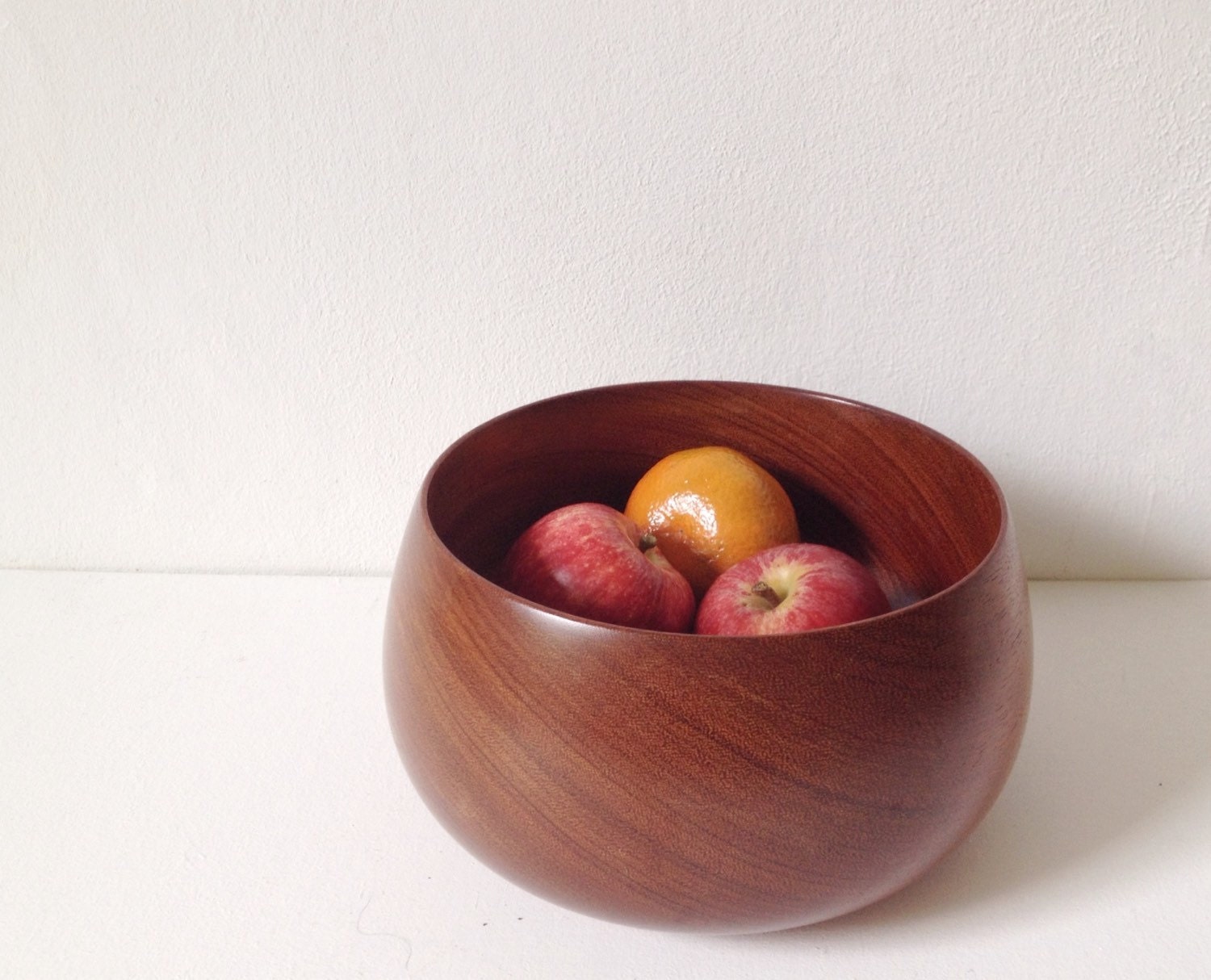 Vintage wooden bowl 1960s wood fruit bowl