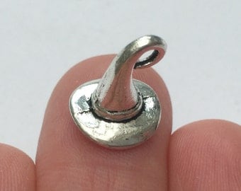 BULK 40 Wizard Hat Charms Antique Silver 11mm x 11mm - BULK256