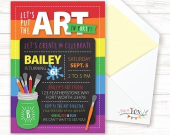 Art Birthday Party Invitation / Art Party Invitation / Rainbow Birthday / Rainbow Party / Kids Birthday Party Invitation / PRINTABLE